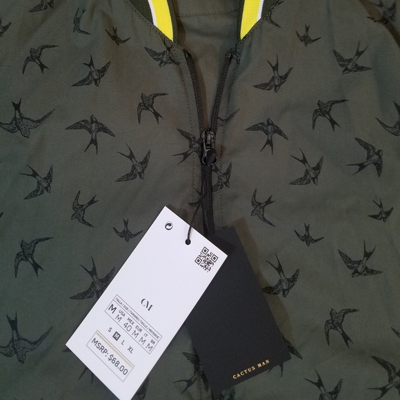 Cactus Man Zip Up Jacket Sparrow Print Mens New - Picture 3 of 7